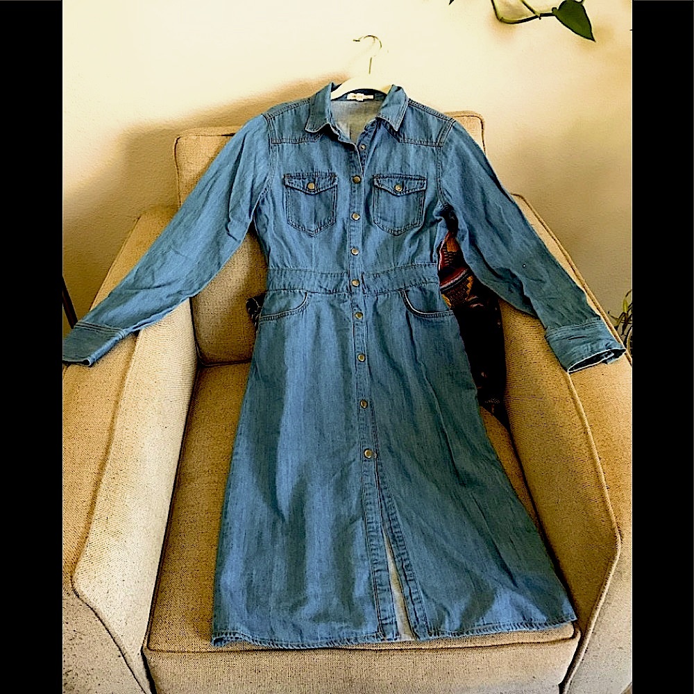 Vintage denim jean dress w/ snaps by Life in Progress